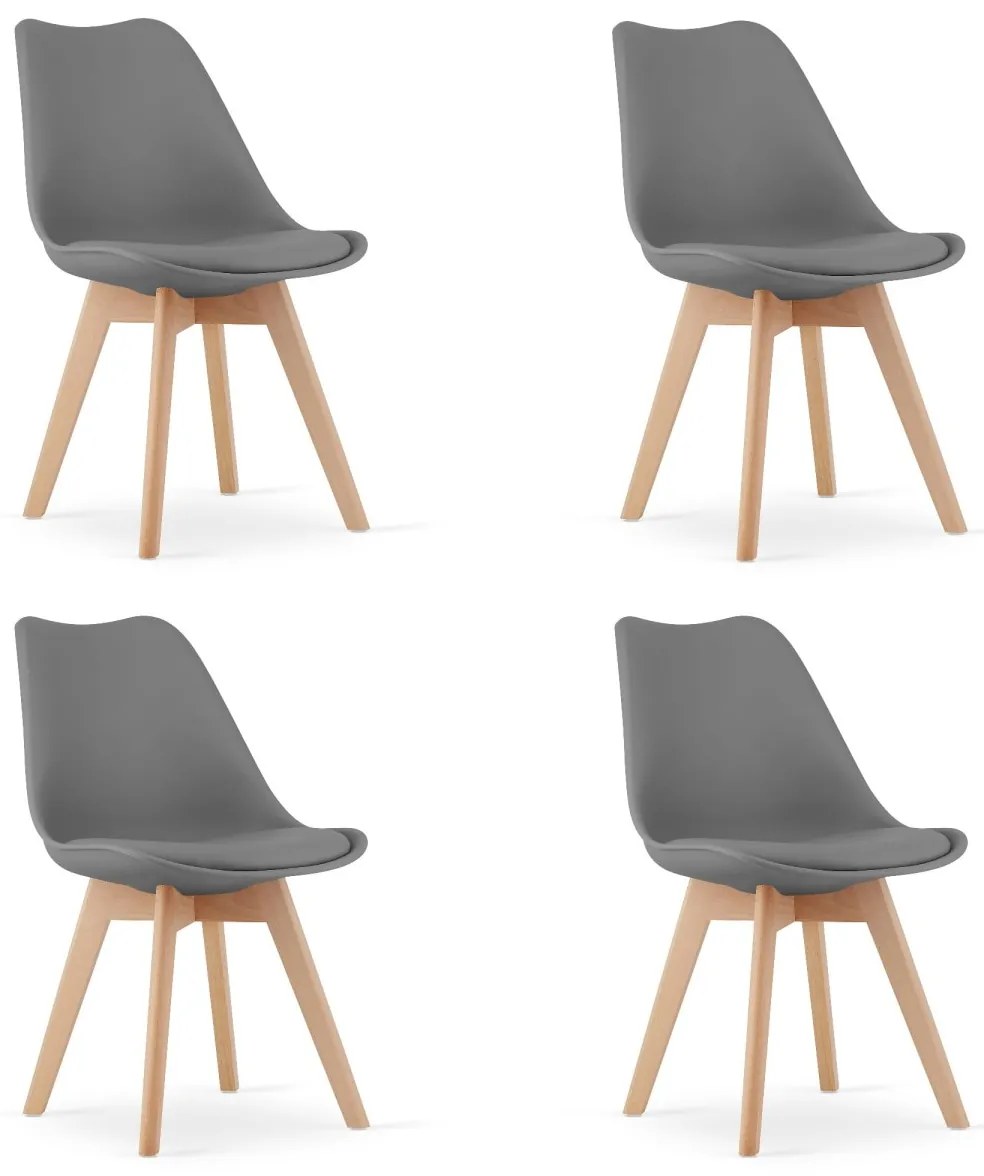 Set 4 stoličiek MARK sivé - hnedé nohy
