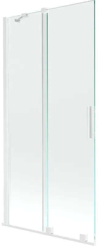 Mexen Velar, 2-krídlová posuvná vaňová zástena 90 x 150 cm, 8mm číre sklo, biely profil, 896-090-000-01-20