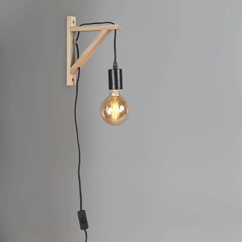 Drevená nástenná lampa s čiernou - Galgje