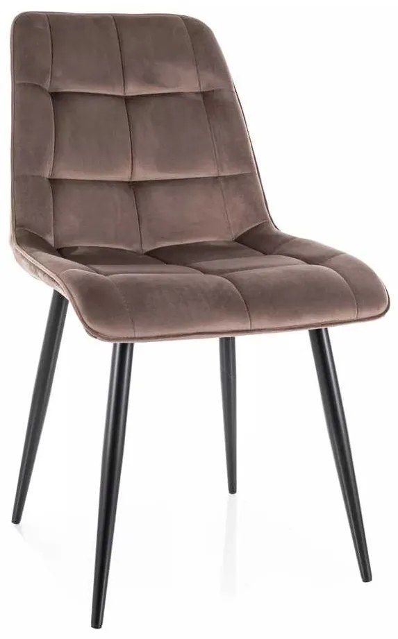 Jedálenská stolička Chic Velvet, cappuccino / čierna