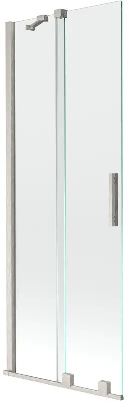 Mexen Velar, 2-krídlová posuvná vaňová zástena 75 x 150 cm, 8mm číre sklo, brúsená oceľ, 896-075-000-01-97