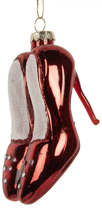 Vianočná sklenená závesná ozdoba červenej črievičky - 6*6*10 cm