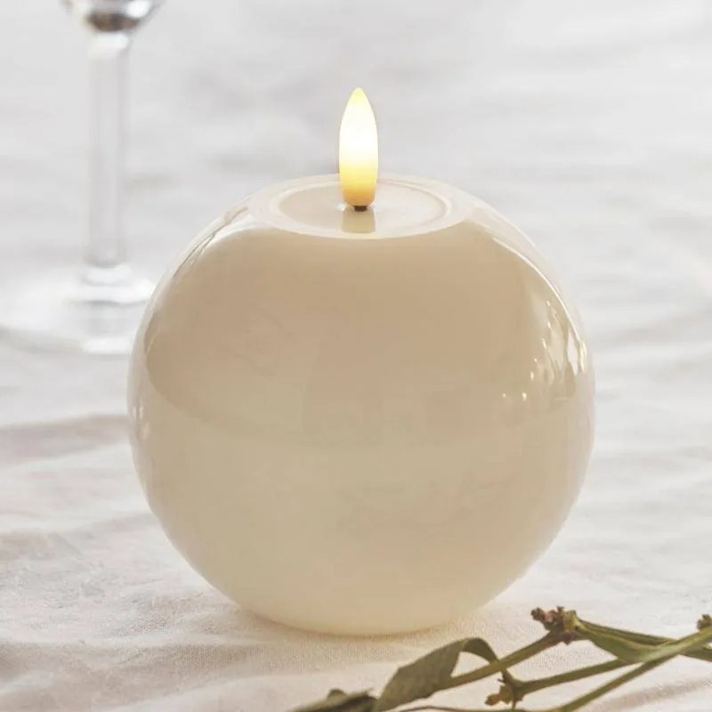 SIRIUS Vosková LED svíčka Sille Ivory kulatá, 9 cm, bílá, prům. 10 cm