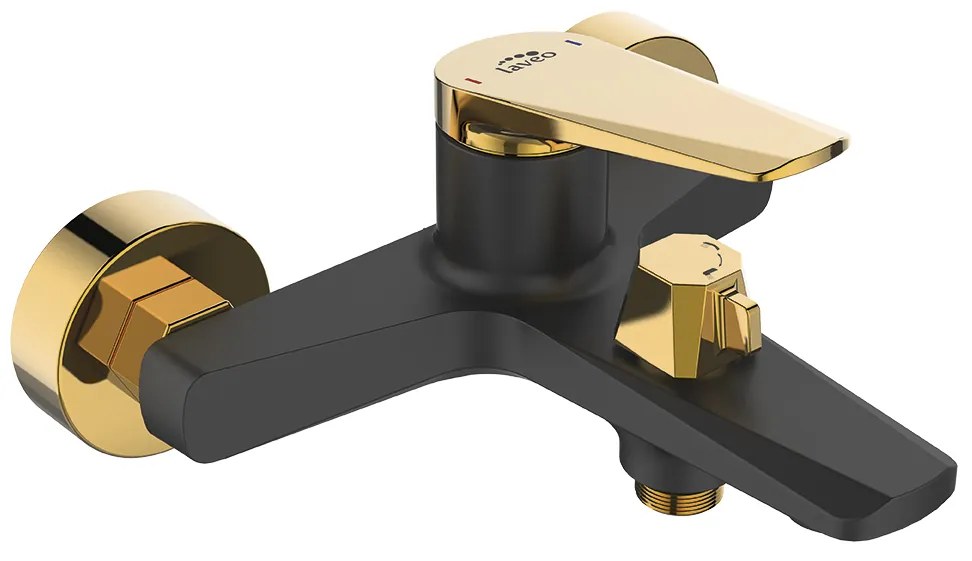 Laveo Rubio, nástenná vaňová batéria, čierna-zlatá lesklá, LAV-BVR_710G