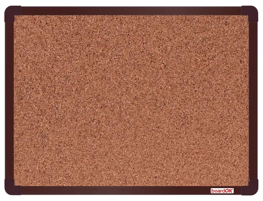 Korková nástenka boardOK v hliníkovom ráme, 600 x 450 mm, hnedý rám