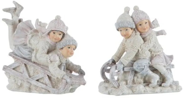 Sada 2ks dekorácie deti na sánkach - 13 * 7 * 13cm