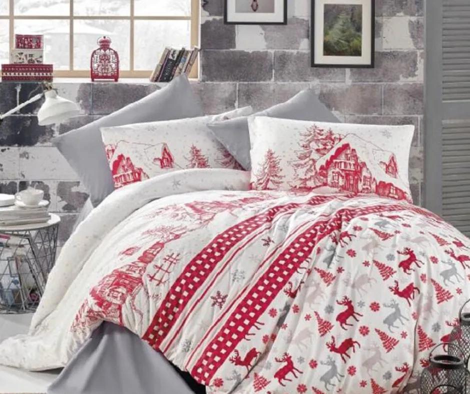 Obliečky bavlnené Vianočné obliečky Sviatočný mix biely TiaHome - 1x Vankúš 90x70cm, 1x Paplón 140x200cm