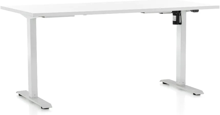 Výškovo nastaviteľný stôl OfficeTech A, 160 x 80 cm, biela podnož, biela