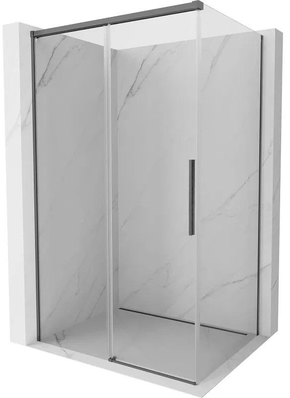 Mexen Rox, posuvný sprchový kút 140 x 75 cm, 8mm číre sklo, brúsený grafit profil, 8C2-140-075-66-00