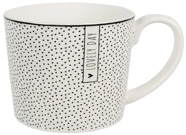 Biely hrnček s bodkami Lovely Day - 12*8*7 cm / 275 ml