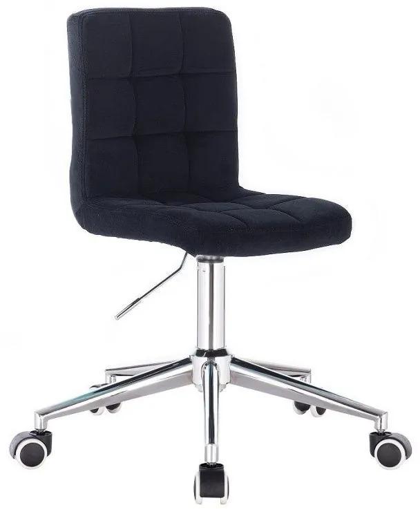 LuxuryForm DESIGN Stolička TOLEDO VELUR na striebornej podstave s kolieskamii - čierna