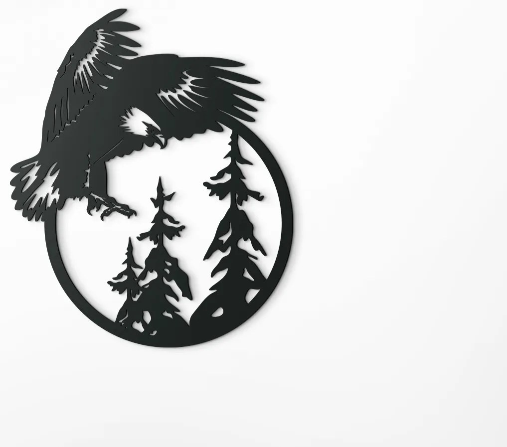 drevko Drevená nálepka Orol útočí Rozmer obrazu: 39 x 32,5 cm, Farba dekorácie: Čierna