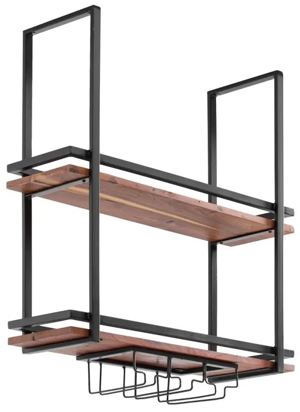 furniture-nabytek.cz - Masívna závesná polica Aro z kovu a dreva, lakovaná, hnedá – 80 cm