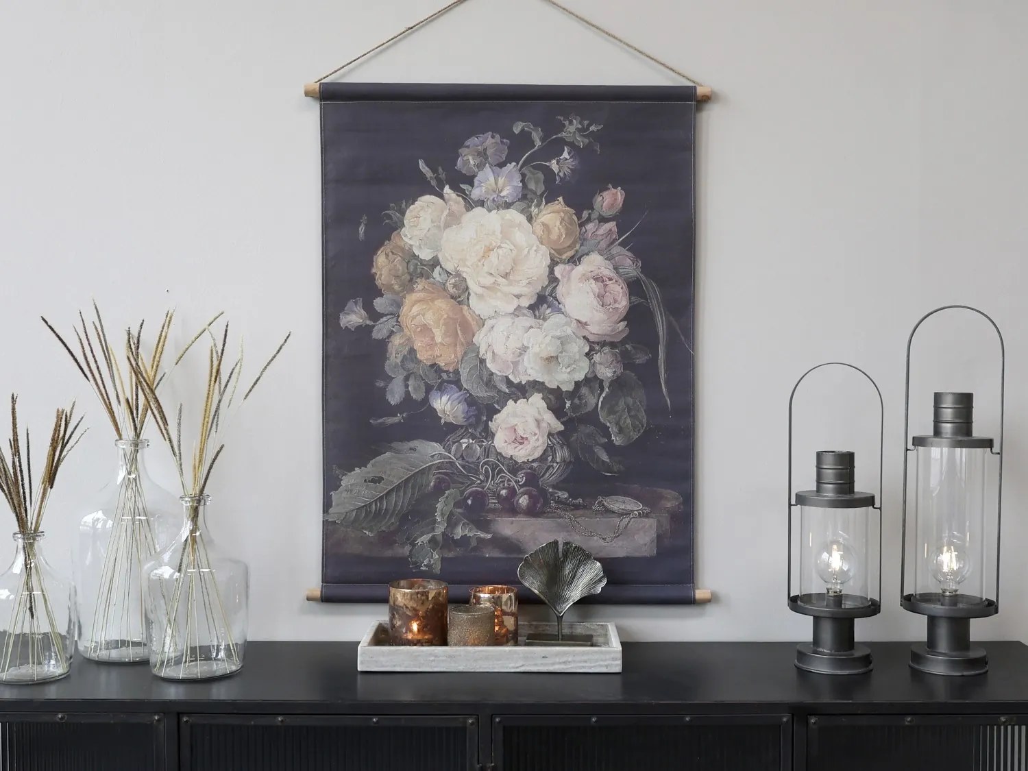 Nástenná vintage mapa s kvetmi Floral print - 76*97 cm