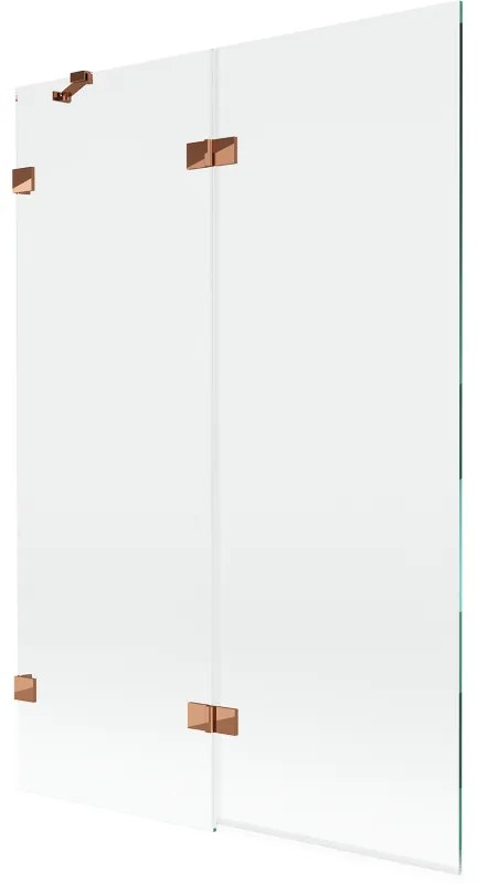 Mexen Lunar, 2-krídlová vaňová zástena ľavá 120 x 150 cm, číre sklo, ružové zlato, 897-120-100-60-00-L