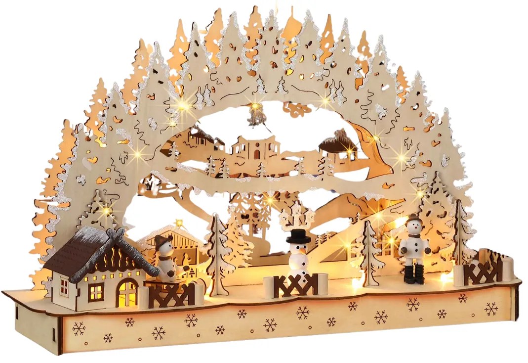 Monzana Vianočný LED oblúk CLEMENT, 45x12,5x28cm, prírodná hnedá