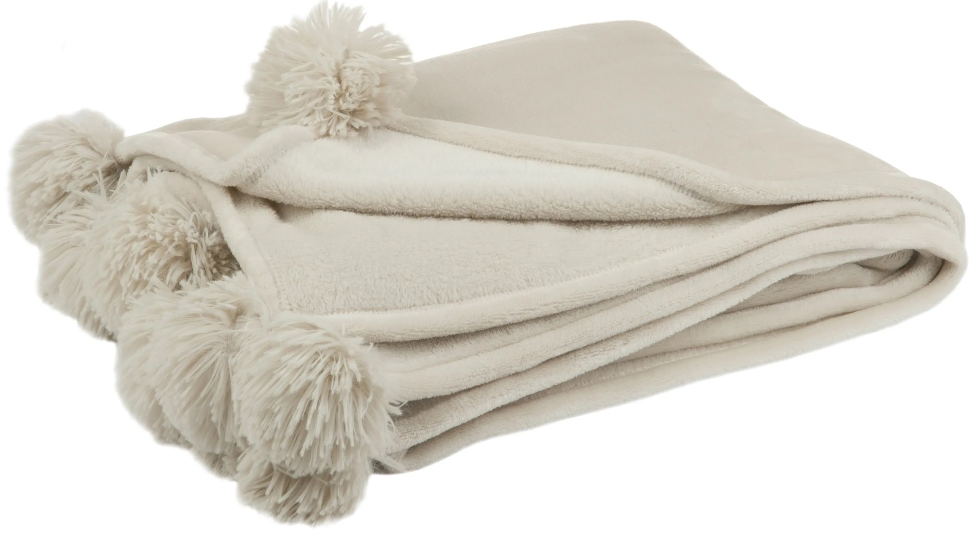 Krémová deka s bambulkama - 170 * 130 * 1 cm