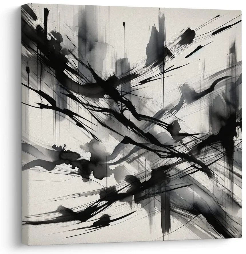 Obraz expresívne čierne ťahy