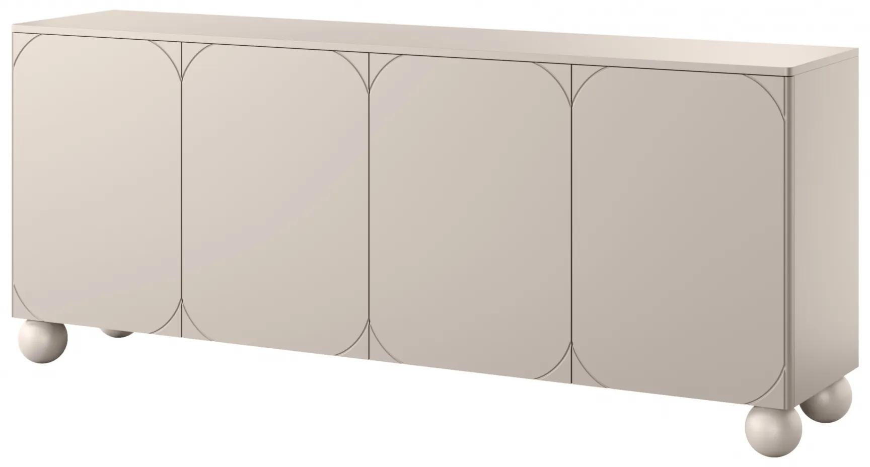 Komoda Sonatia II 200 cm štvordverová na guľatých nohách - kašmírová