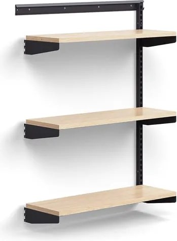 Nástenný regál RELY, prídavná sekcia, laminátové police, 1221x900x300 mm, antracit/dub