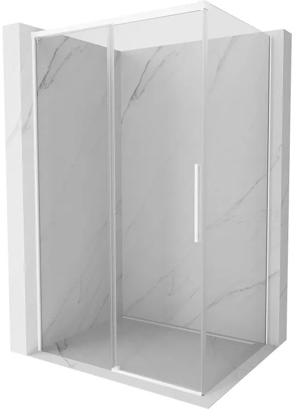 Mexen Rox, posuvný sprchový kút 135 x 75 cm, 8mm číre sklo, biely profil, 8C2-135-075-20-00