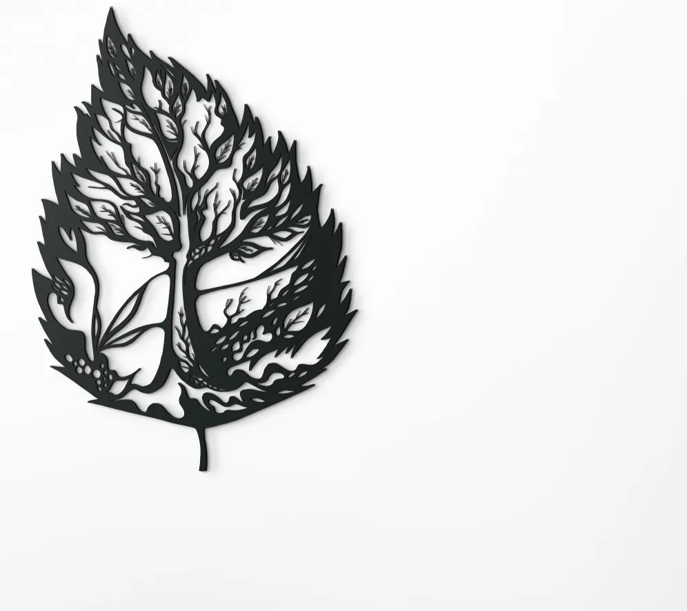 drevko Drevený obraz Strom v liste Rozmer obrazu: 44,5 x 31 cm, Farba dekorácie: Čierna