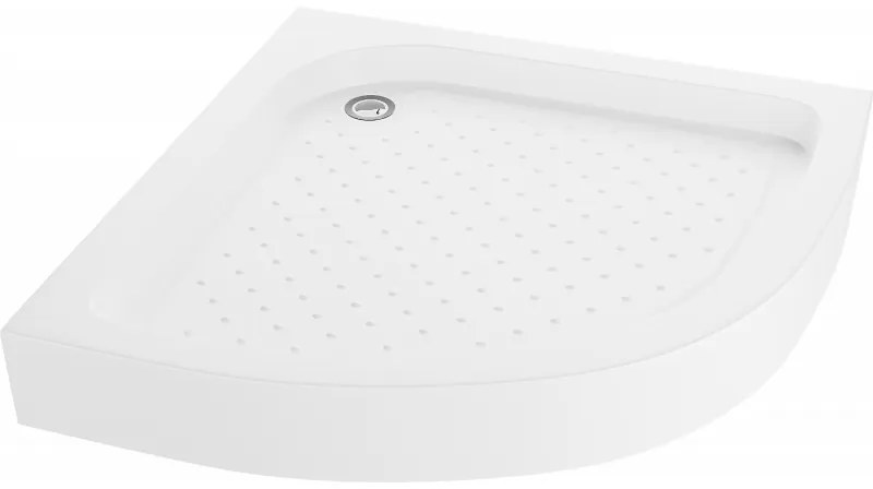 Mexen Rio, štvrťkruhová sprchová vanička 90x90x14 cm + chrómový sifón, biela, 47109090