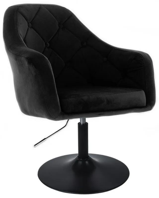 LuxuryForm DESIGN Kreslo ANDORA VELUR na čiernom tanieri - čierne