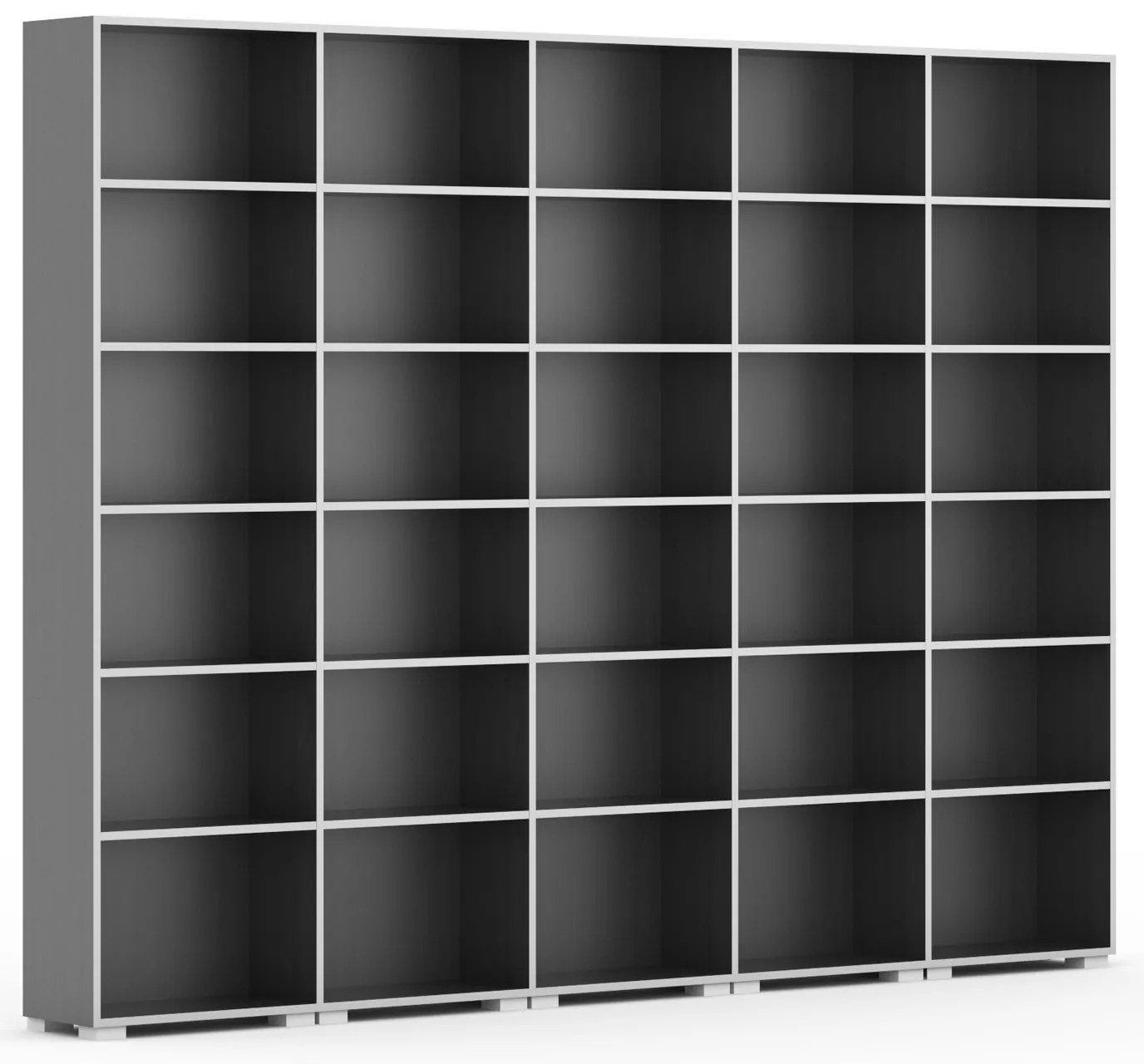 Knižnica SILVER LINE, 5 stĺpcov, 2230 x 3000 x 400 mm, grafit