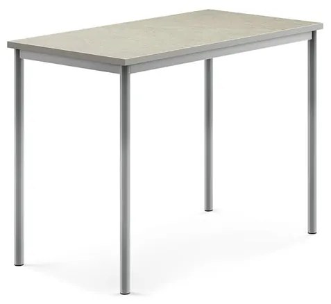 Stôl SONITUS, 1200x700x900 mm, linoleum - svetlošedá, strieborná