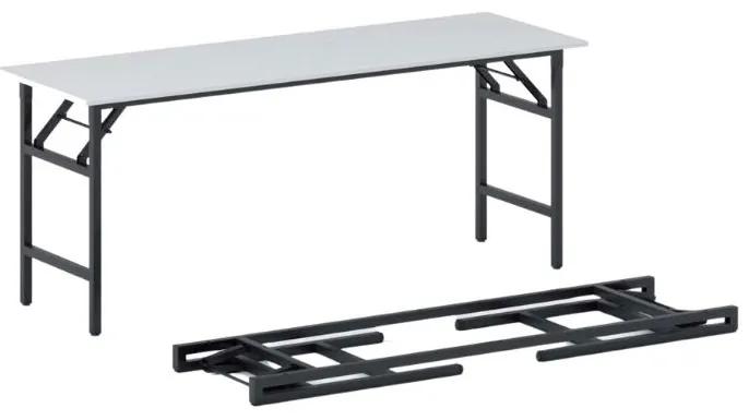 Konferenčný stôl FAST READY s čiernou podnožou 1700 x 500 x 750 mm, biela