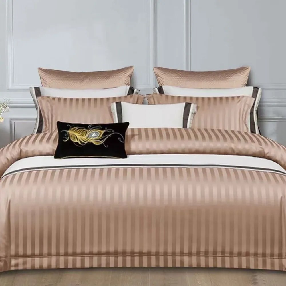 Saténové obliečky KRELA BEIGE 3-dielna súprava 140x200 cm