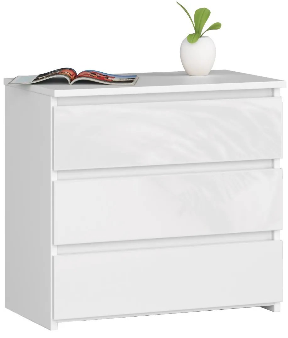 Nočný stolík Calado (biela + lesk biely). Akcia -21%. Vlastná spoľahlivá doprava až k Vám domov. 1117447