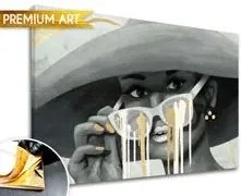 Obrazy na plátne - PREMIUM ART – Žena v klobúku Zľava 30 % 70x50 cm