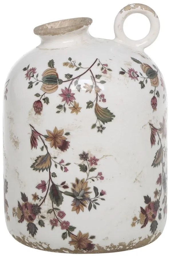 Keramická váza s uškom a kvetmi Nancy - Ø 12*18 cm Keramická váza s uškom a kvetmi Nancy - Ø 12*18 cm