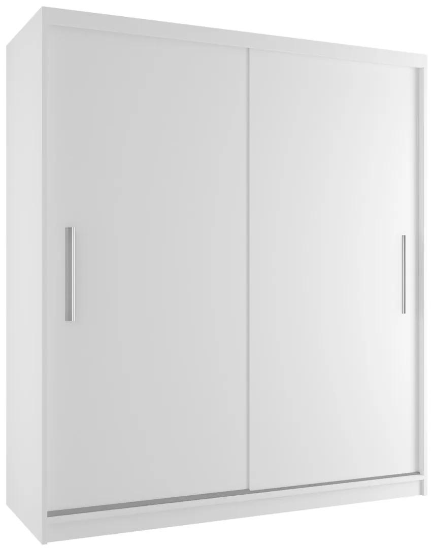 Šatníková skriňa 158 cm Belini biely mat s posuvnými dverami SI SZP3/3/W/W/0/AL