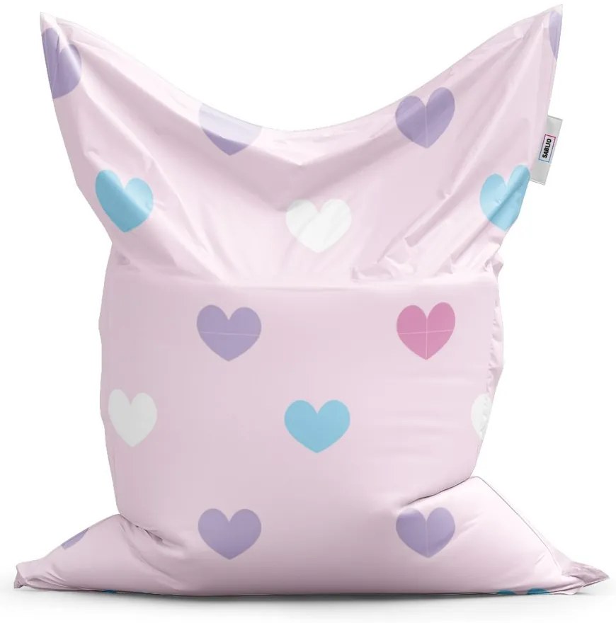 Sedací vak Classic srdce vedľa srdca - detský, ružová