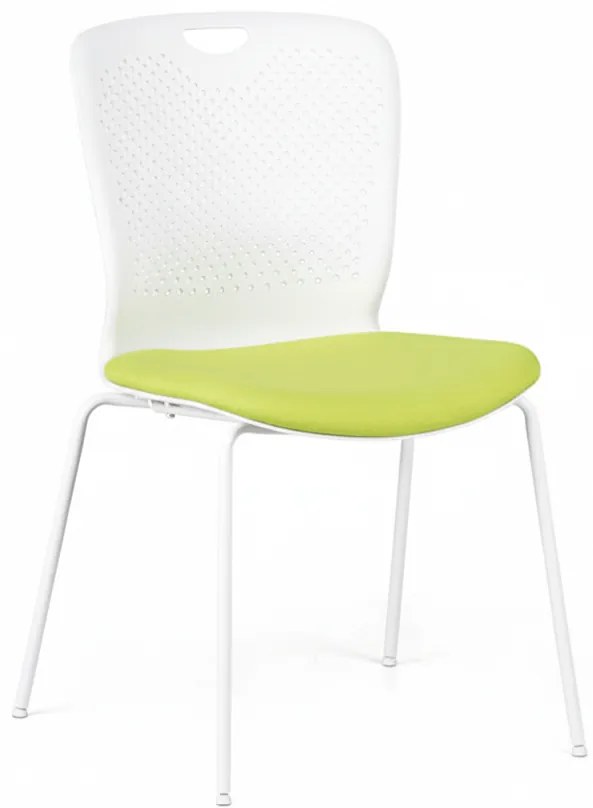 Plastová konferenčná stolička OPEN, biela/zelená