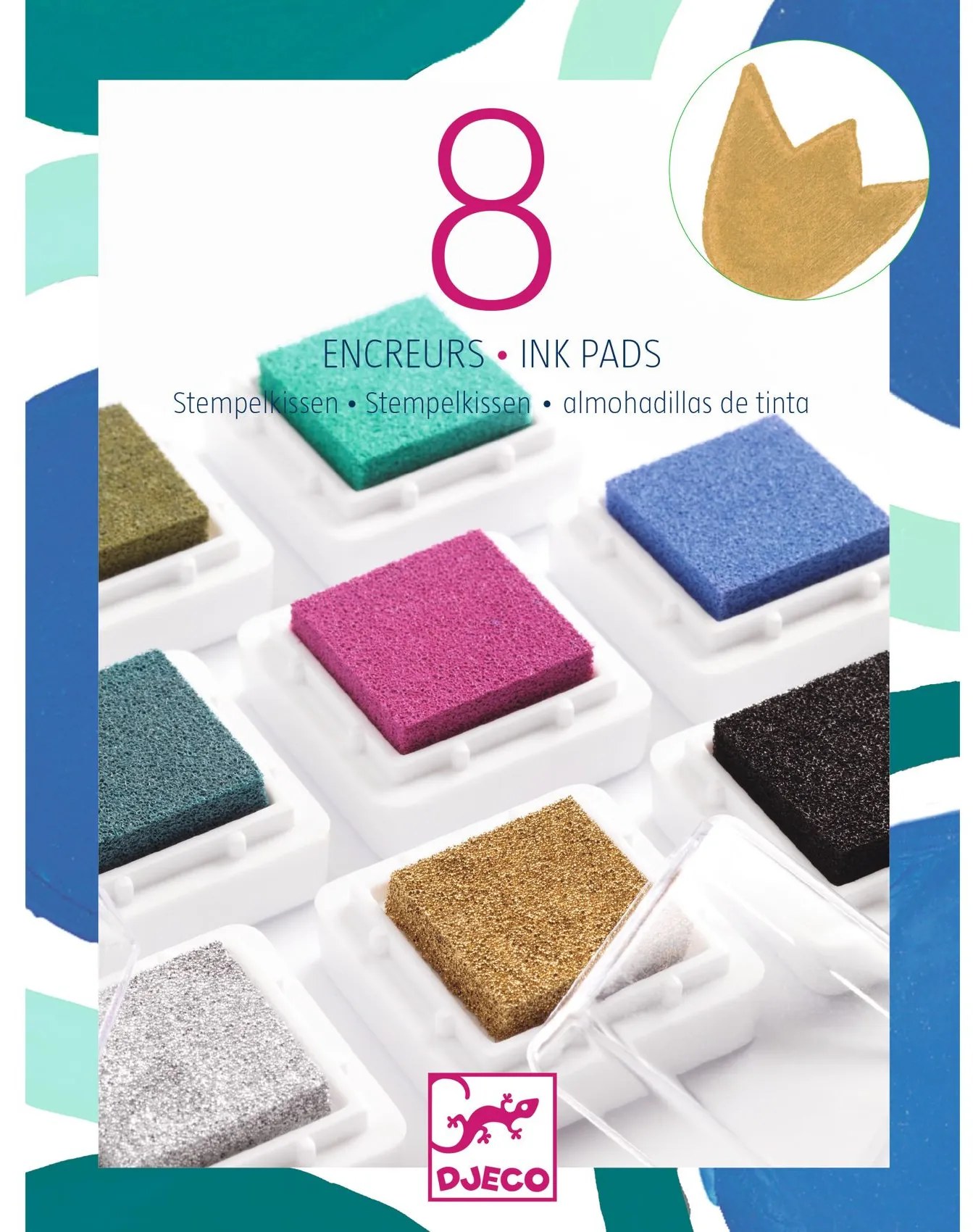 Súprava 8 atramentových vankúšikov s čističom pečiatok - chic