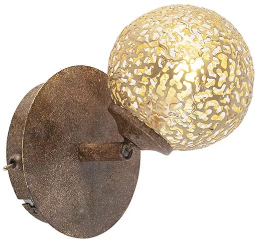 Nástenná lampa hrdzavohnedá nastaviteľná so spínačom - Kreta