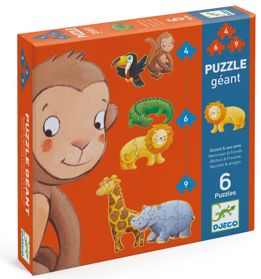 Súprava 6 puzzle pre najmenších Opičiak a jeho kamaráti