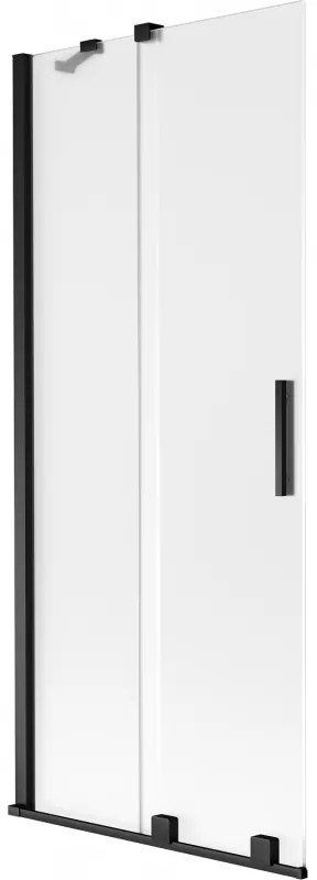 Mexen Velar, 2-krídlová posuvná vaňová zástena 80 x 150 cm, 8mm sklo námraza, čierna matná, 896-080-000-31-70
