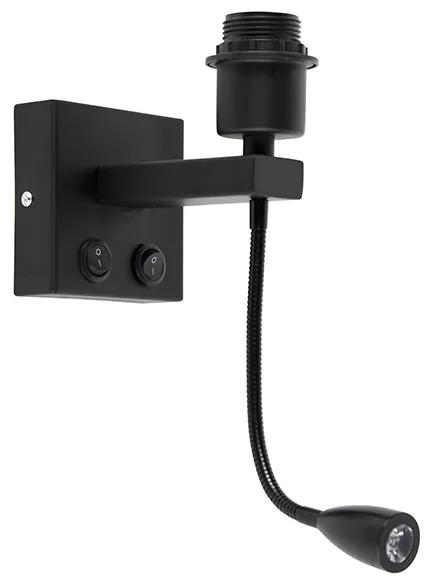 Moderná nástenná lampa čierna s flexibilným ramenom - Brescia Combi