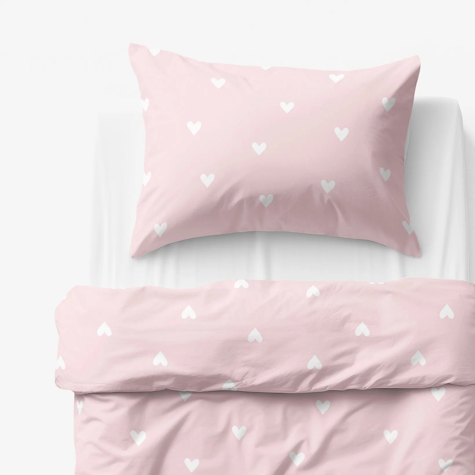 Goldea detské bavlnené obliečky - srdiečka na púdrovo ružovom 140 x 200 a 70 x 90 cm
