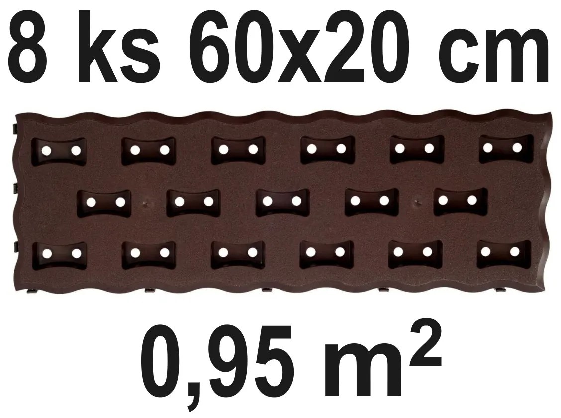 PROSPERPLAST Záhonový chodník 60x20cm, 8ks, hnedý