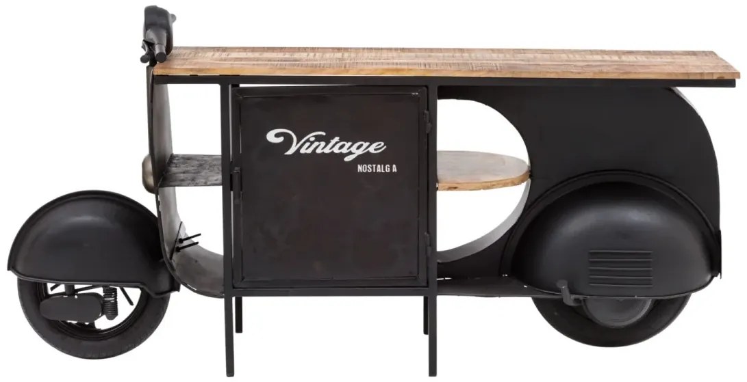 furniture-nabytek.cz - Masívna podumyvadlová skrinka na kolobežku, lakovaná kov/mango, čierna – 177×44×89 cm