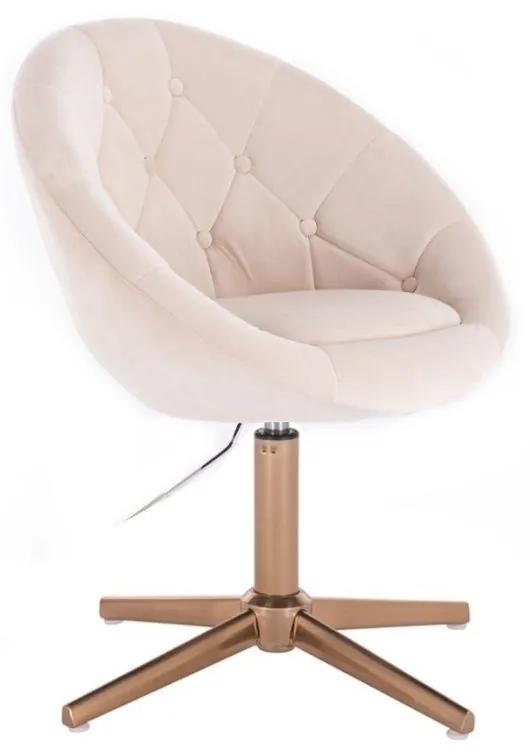 LuxuryForm DESIGN Kreslo VERA VELUR na zlatom kríži - krémové