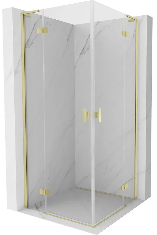 Mexen Mist-H L Duo, 2-krídlový sprchový kút 105 x 105 cm, číre sklo, zlatý matný profil, 8A5L-105L-105P-55-00