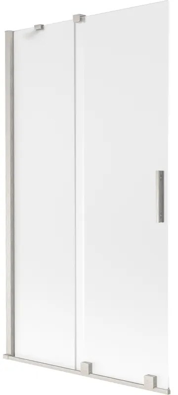 Mexen Velar, 2-krídlová posuvná vaňová zástena 100 x 150 cm, 8mm sklo námraza, brúsená oceľ, 896-100-000-31-97