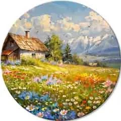 Okrúhle obrazy s akrylom Horská Chalúpka